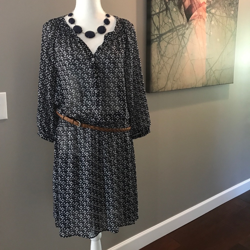 Ralph Lauren Navy Blue Sheer Dress.